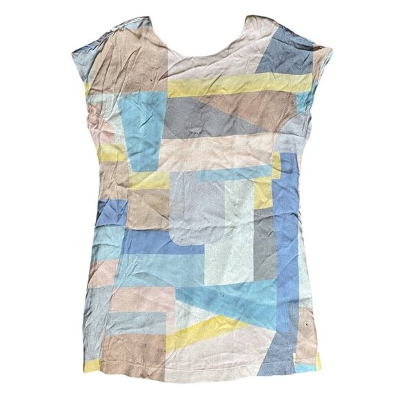 Oliver Bonas Abstract Artsy Shift Dress Womens 10 Colorful Pastel Geo Oversized - Picture 1 of 10
